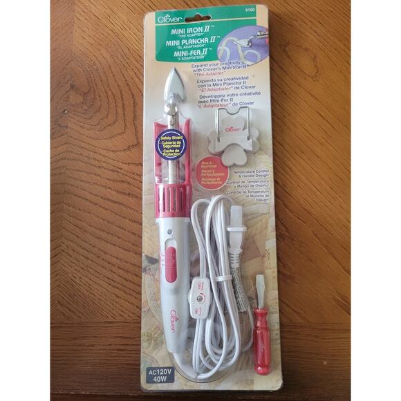 NEW Clover Mini Iron II "The Adapter" Set AC120V 40W #9100 Sewing Quilting Craft - Picture 2 of 9